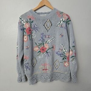 Vintage 90s Casual Corner Sweater Chunky Knit Grandma Cottagecore Small